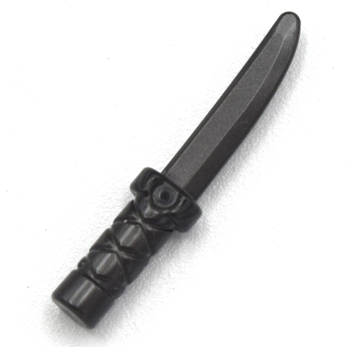 Weapon Dagger / Knife with Flat Hilt End and Curved Blade, Cross Hatched Grip (Pearl Titanium)