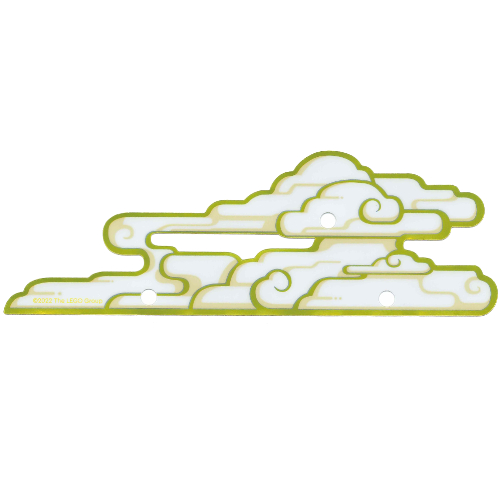 Cloud, 3 Holes, Yellow and Gold Trim Print (White)