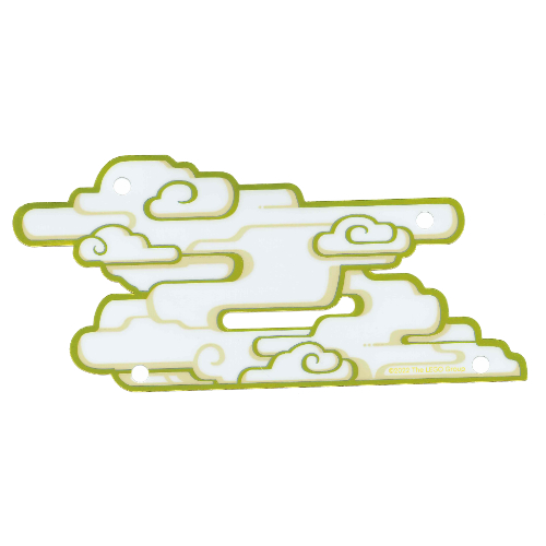 Cloud, 4 Holes, Yellow and Gold Trim Print (White)