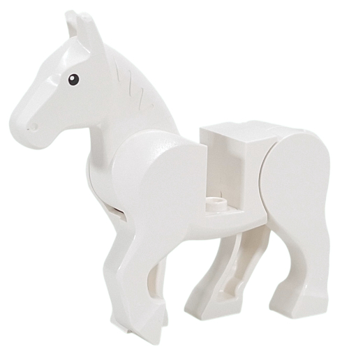 Animal, Horse, Moveable Legs with Black Eyes Print (White)