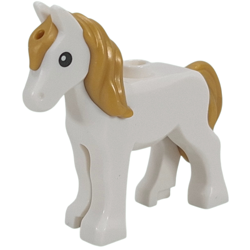 Animal, Foal, Long Mane Pearl Gold with Black Eyes Print (White)