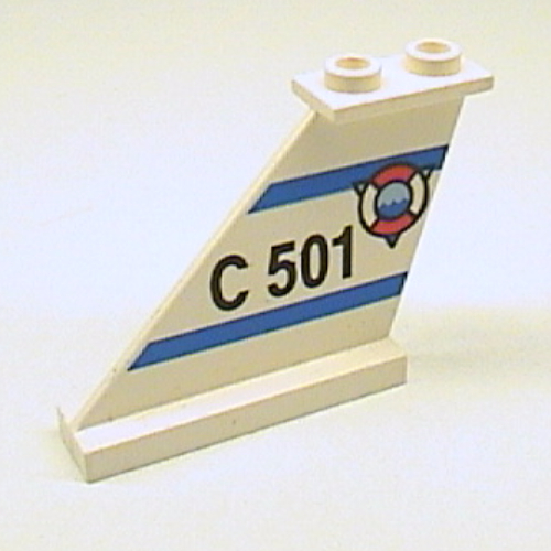 Tail 4 x 1 x 3 with 'C 501' & Life Preserver Ring on Left Side Print (White)