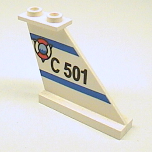 Tail 4 x 1 x 3 with 'C 501' & Life Preserver Ring on Right Side Print (White)