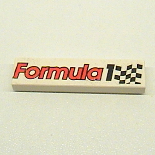 Tile 1 x 4 with 'Formula 1' and Checkered Flag Print (White)