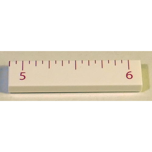 Tile 1 x 4 with Ruler INCH 5 - 6 Pattern (White)