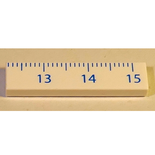 Tile 1 x 4 with Ruler CM 13 - 15 Pattern (White)