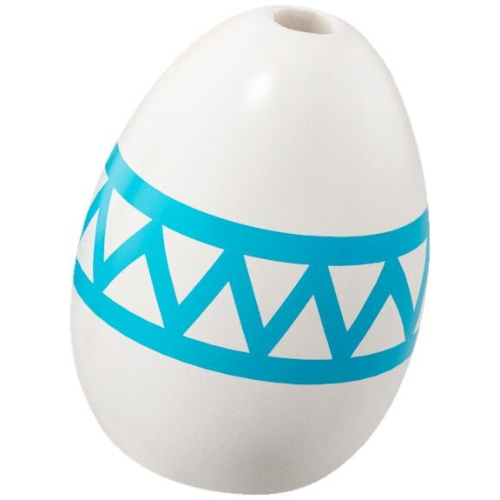 Food Egg with 1.5mm Hole with Medium Azure Decoration Print (White)