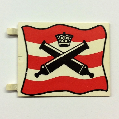 Flag 6 x 4 with Clips with Crossed Cannons over Red Stripes Print (White)