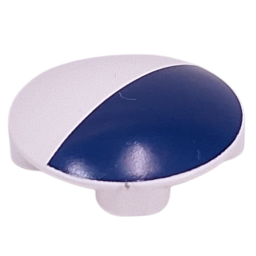Plate Round 2 x 2 with Rounded Bottom with Dark Blue Half Circle Print (White)