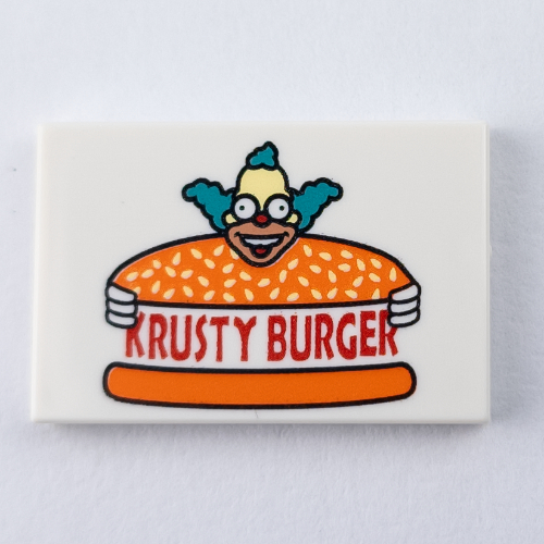 Tile 2 x 3 with Krusty Burger Print (White)