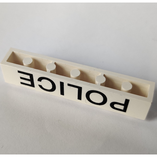 Brick 1 x 6 with 'POLICE' Thin Black Print (White)