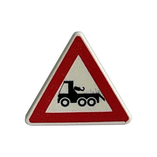 Road Sign Clip-on 2 x 2 Triangle with Red Border and Truck Print (White)