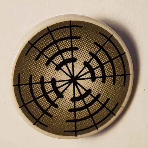 Road Sign Clip-on 2 x 2 Round with Radar Dish Print (White)
