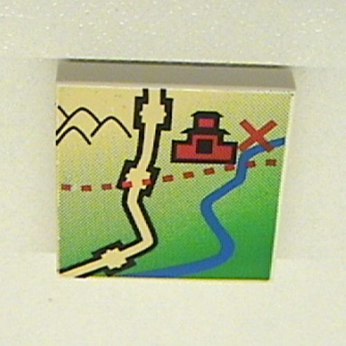Tile 2 x 2 with Map Orient China Print (White)