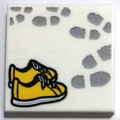 Tile 2 x 2 with Shoes / FootPrints Print (White)