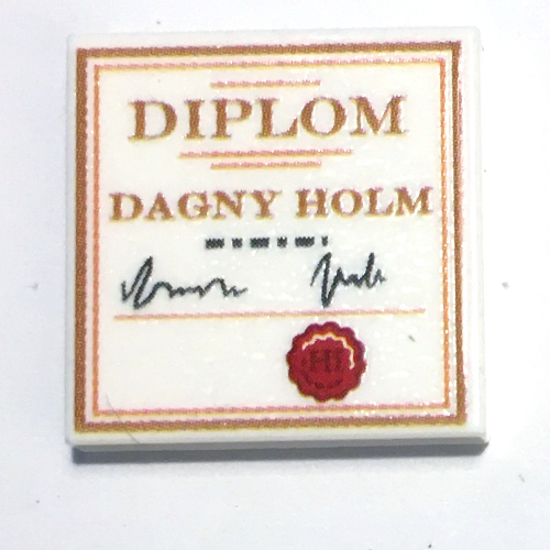 Tile 2 x 2 with 'Diplom Dagny Holm' Print (White)