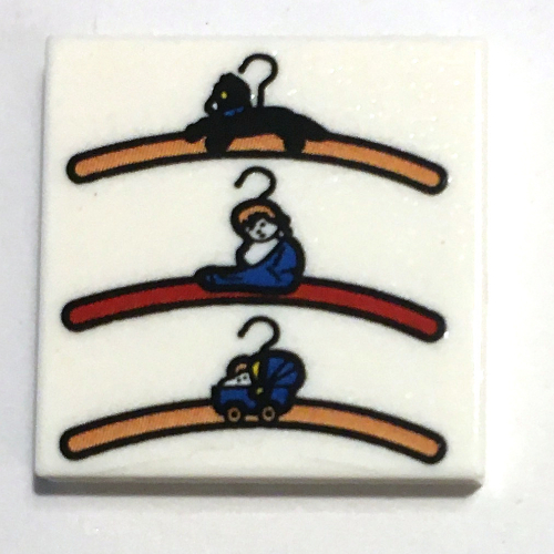 Tile 2 x 2 with 3 Coat Hangers Print (White)