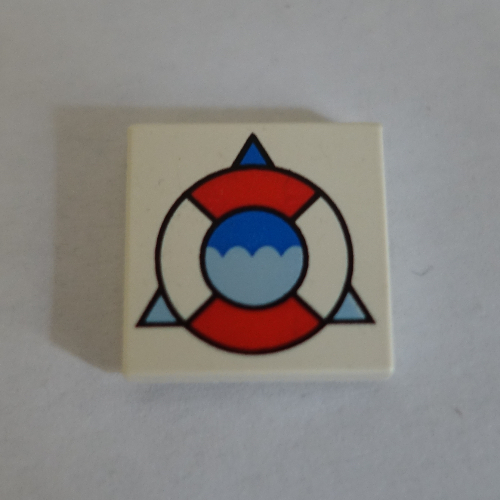 Tile 2 x 2 with Coast Guard Life Preserver Over Triangle Print (White)