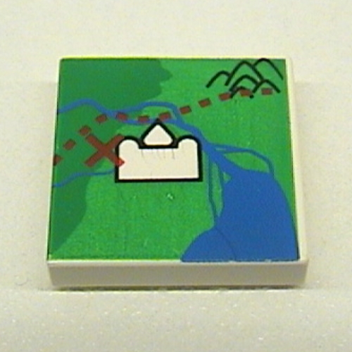 Tile 2 x 2 with Map Orient India Print (White)