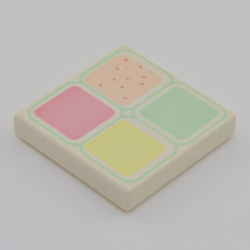Tile 2 x 2 with 4 Pastel Squares Print (White)