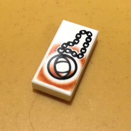 Tile 1 x 2 with Locket and Chain Print (White)