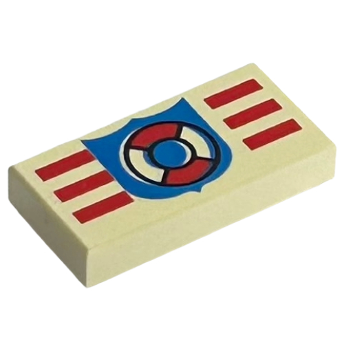 Tile 1 x 2 with Coast Guard Print (White)