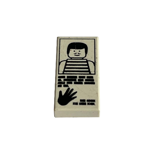 Tile 1 x 2 with Hand Print and Striped Shirt Print (White)