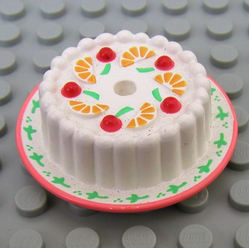 Scala, Food, Cake with Red Cherries and Oranges Print (White)