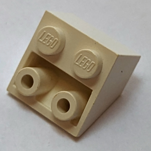 Brick Sloped Inverted 45° 2 x 2 [Ovoid Bottom Pin, Small Stud Holes] (White)