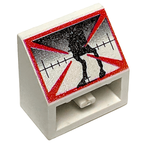 Brick Sloped Inverted 45° 2 x 2 with AT-ST Print, Fade Bar at Top (White)