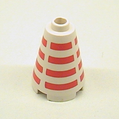 Cone 2 x 2 x 2, Open Stud with Horizontal Red Stripes Print (White)