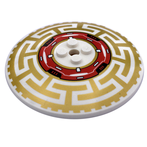 Dish 8 x 8 Inverted [Radar] with Red, Black and Pearl Gold Geometric Print (White)