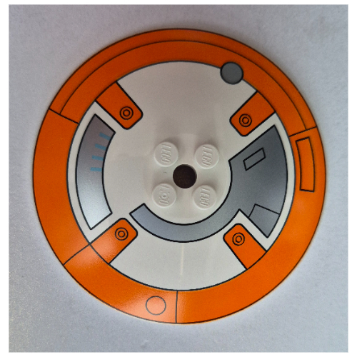 Dish 8 x 8 Inverted [Radar] with Orange Band, Dark Bluish Grey Droid Plating Print (BB-8 Left Side) (White)