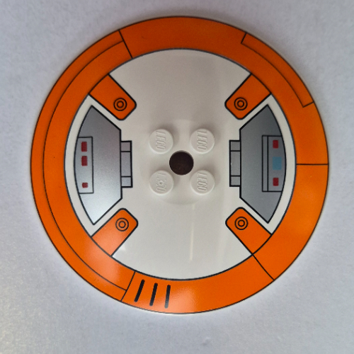 Dish 8 x 8 Inverted [Radar] with Orange Band, Dark Bluish Grey Droid Plating Print (BB-8 Right Side) (White)