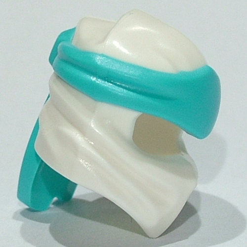 Wrap with Long Back Knot, Medium Azure Band Pattern (White)