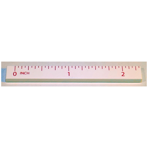 Tile 1 x 8 with Ruler INCH 0 - 2 Pattern (White)