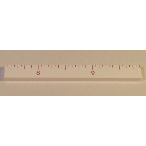 Tile 1 x 8 with Ruler INCH 8 - 9 Pattern (White)