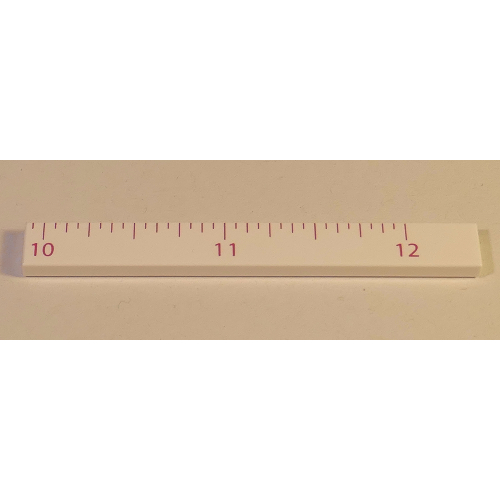 Tile 1 x 8 with Ruler INCH 10 - 12 Pattern (White)