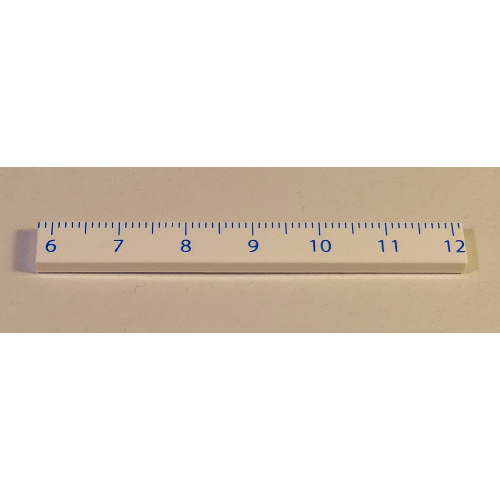 Tile 1 x 8 with Ruler CM 6 - 12 Pattern (White)