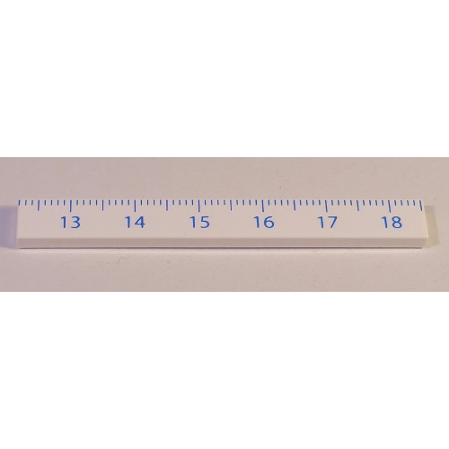 Tile 1 x 8 with Ruler CM 13 - 18 Pattern (White)