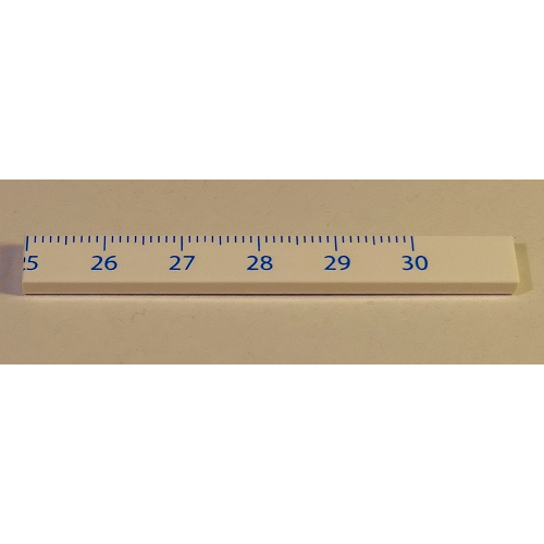 Tile 1 x 8 with Ruler CM 25 - 30 Pattern (White)