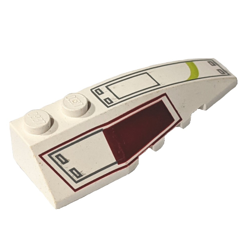 Brick Wedged, Curved 6 x 2 Right with ARC-170 Print (White)