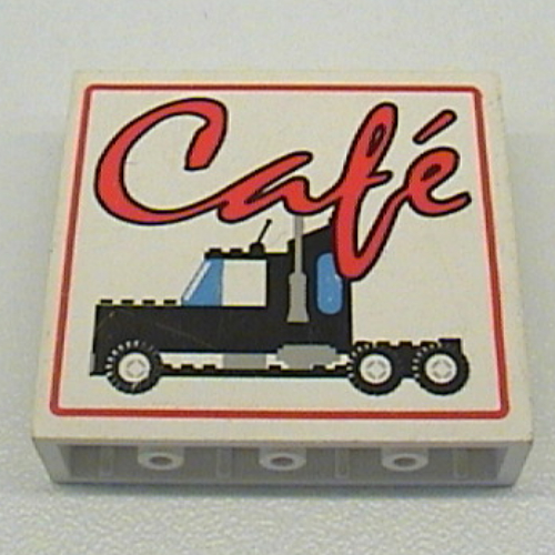 Panel 1 x 4 x 3 with Red Café / Black Semi-Truck Print (White)