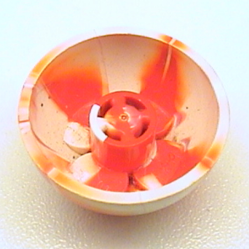 Dome Hemisphere 3 x 3 Ball Turret with Marbled Red Pattern (White)