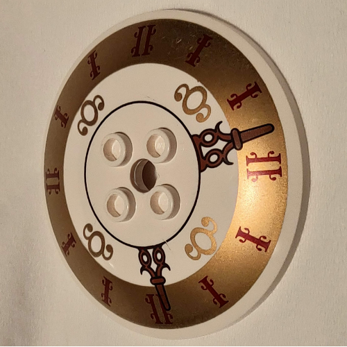 Dish 6 x 6 Inverted (Radar) with Hollow Studs and Clock Face Print (White)