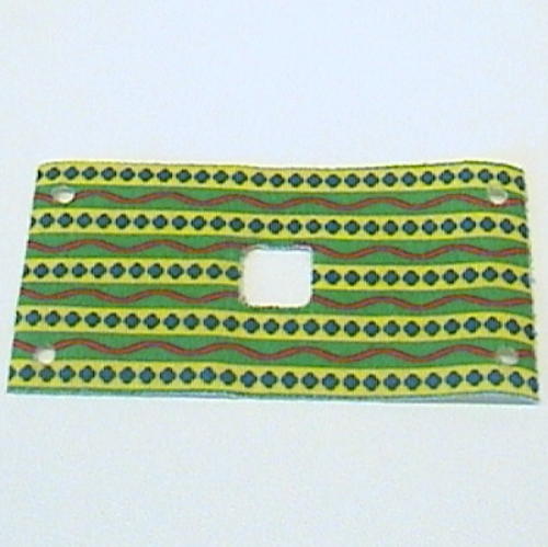 Animal / Creature Accessory, Elephant Saddle, 6 x 12 with 2 x 2 Opening, Corner Holes, Green / Yellow / Red Print (White)