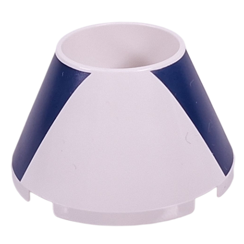 Cone 4 x 4 x 2 Hollow No Studs with Dark Blue Vertical Stripes Print (White)