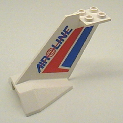 Tail Wedge with Air Line with Red Globe Logo and Red/Blue Stripes Print (White)