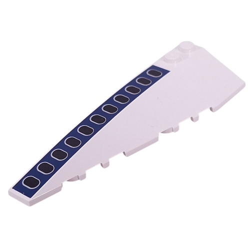 Brick Wedged, Curved 10 x 3 Left with Dark Blue Stripes, Black Airplane Windows Print (White)