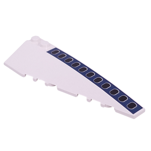 Brick Wedged, Curved 10 x 3 Right with Dark Blue Stripes, Black Airplane Windows Print (White)
